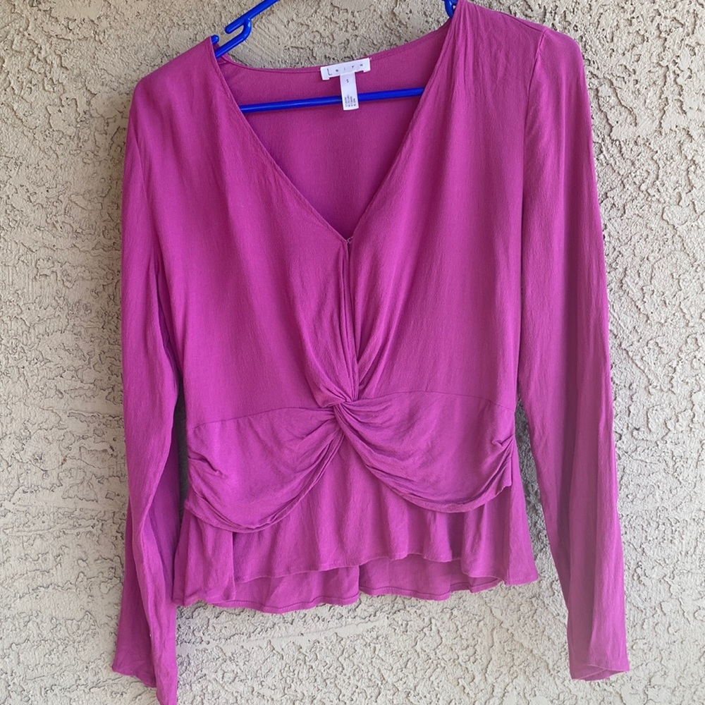 leith women’s pinkish purple long sleeve blouse size small